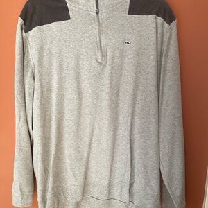 Vineyard Vines Gray and Black Zip-Up Sweater